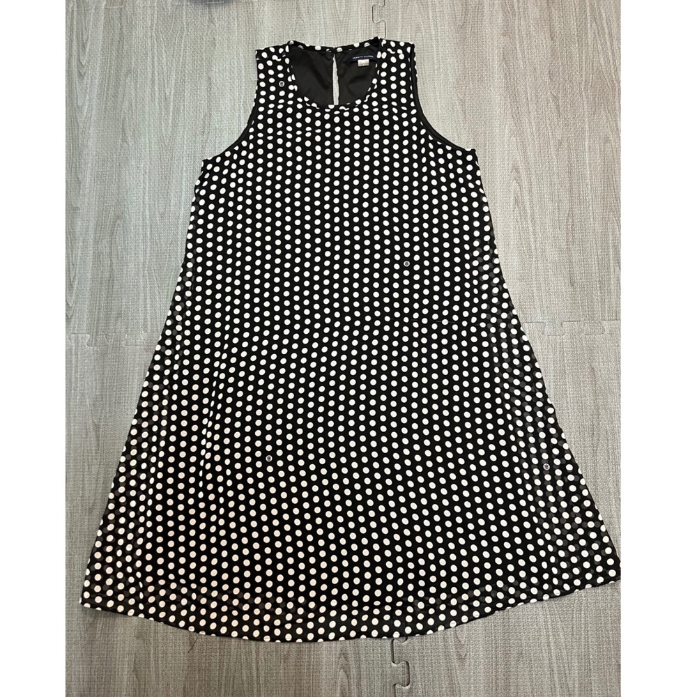 Tommy Hilfiger Womens Polka Dot Sleevelessā Shift Dress Black White Size 8